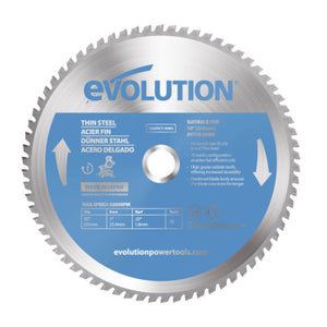 Lama di precisione per acciaio TCT Evolution da 255mm, 70 denti, alesaggio 25,4 mm per troncatrice angolare.