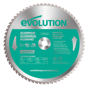 Lama speciale per taglio alluminio TCT Evolution da 185mm, 60 denti, alesaggio 20mm per sega circolare