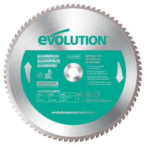 Lama speciale per taglio alluminio TCT Evolution da 255mm, 80 denti, alesaggio 25,4mm per troncatrice radiale angolare.