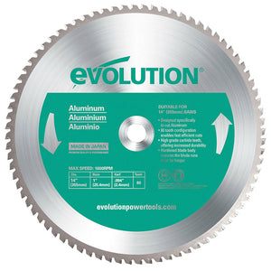 Lama speciale per taglio alluminio TCT Evolution da 355mm, 80 denti, alesaggio 25,4mm per troncatrice a trazione / radiale.