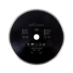 Disco diamantato Evolution da 255 mm con alesaggio da 25,4 mm per troncatrice radiale / a trazione e sega da banco