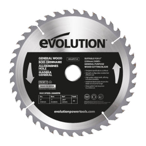 Lama per legno in TCT da 255mm, 40 denti, alesaggio 25,4mm per troncatrici e seghe da banco