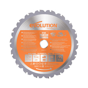 Lama multi-materiale TCT Evolution da 185 mm con 20 denti e foro da 20 mm per sega circolare