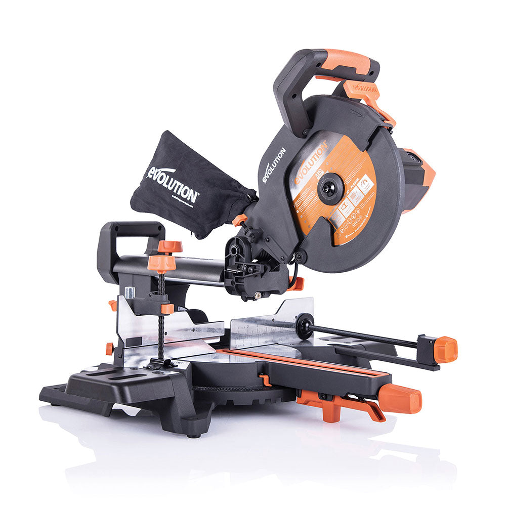 Troncatrice radiale angolare da 255 mm Evolution R255SMS+ con lama multi-materiale TCT