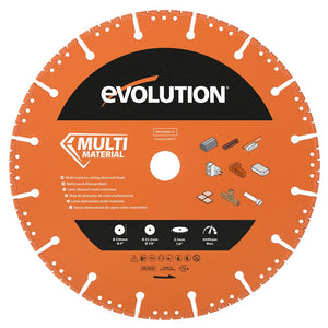 Disco diamantato per demolizione multi-materiale, segmentato, 230mm, alesaggio 22,2mm, Evolution per troncatrici per calcestruzzo