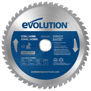 Lama per acciaio in TCT Evolution da 210 mm con 50 denti e alesaggio da 25,4 mm per troncatrice a trazione angolare / radiale
