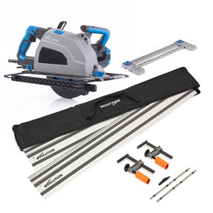 Pacchetto Evolution: Sega circolare S210CCS da 210mm per il taglio del metallo + binari di guida al taglio da 2,8m