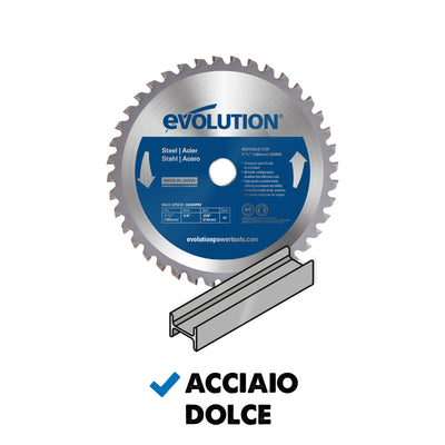 Lama per acciaio in TCT Evolution da 185 mm con 40 denti e alesaggio da 20 mm per sega circolare