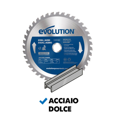 Lama per acciaio in TCT Evolution da 185 mm con 40 denti e alesaggio da 20 mm per troncatrice radiale angolare