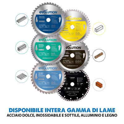 Lama per acciaio in TCT Evolution da 185 mm con 40 denti e alesaggio da 20 mm per sega circolare