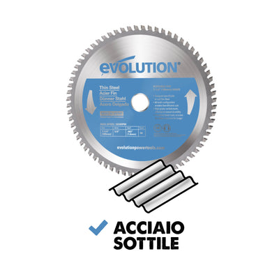 Lama di precisione per acciaio TCT Evolution da 185mm, 68 denti, alesaggio 20mm per sega circolare