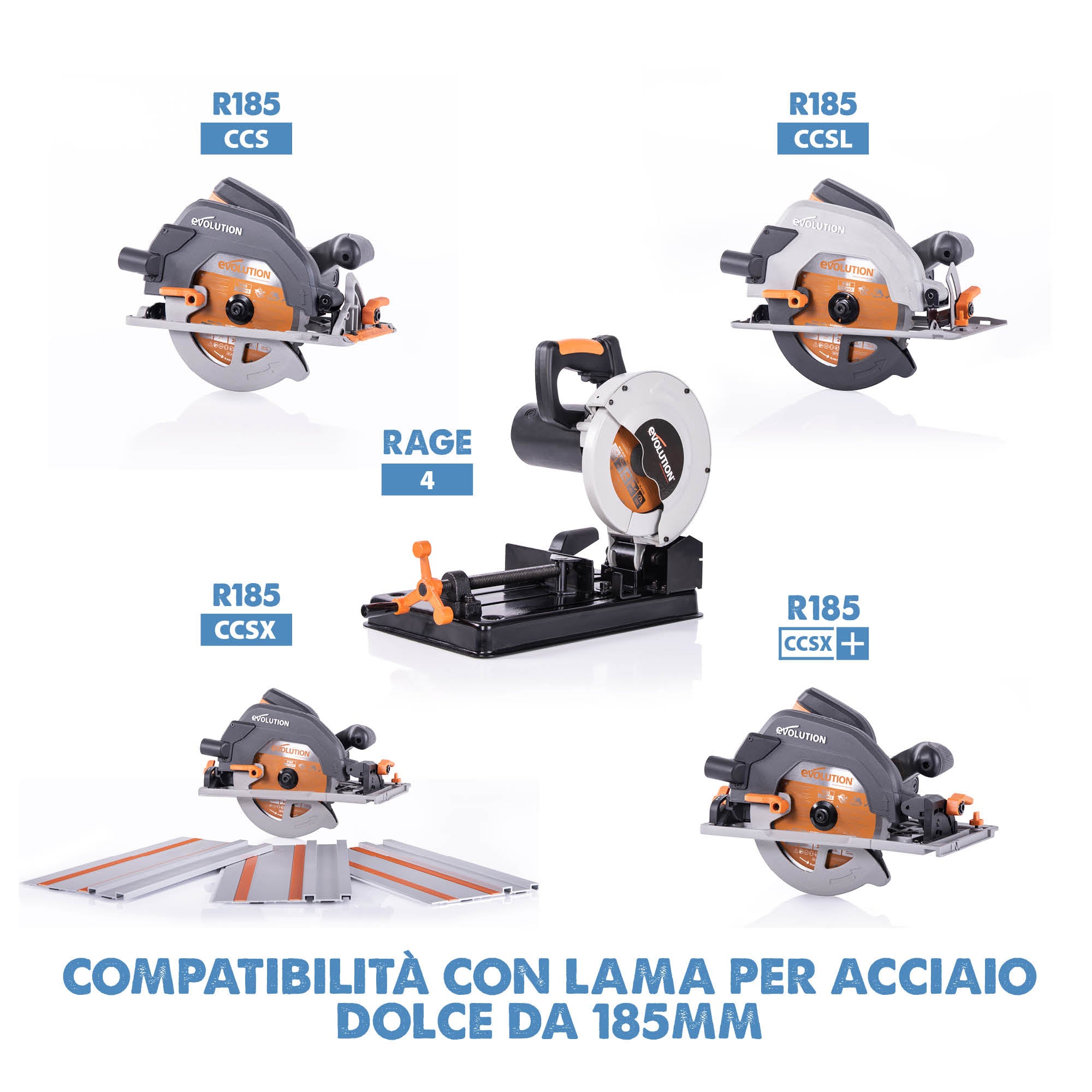 Lama di precisione per acciaio TCT Evolution da 185mm, 68 denti, alesaggio 20mm per sega circolare