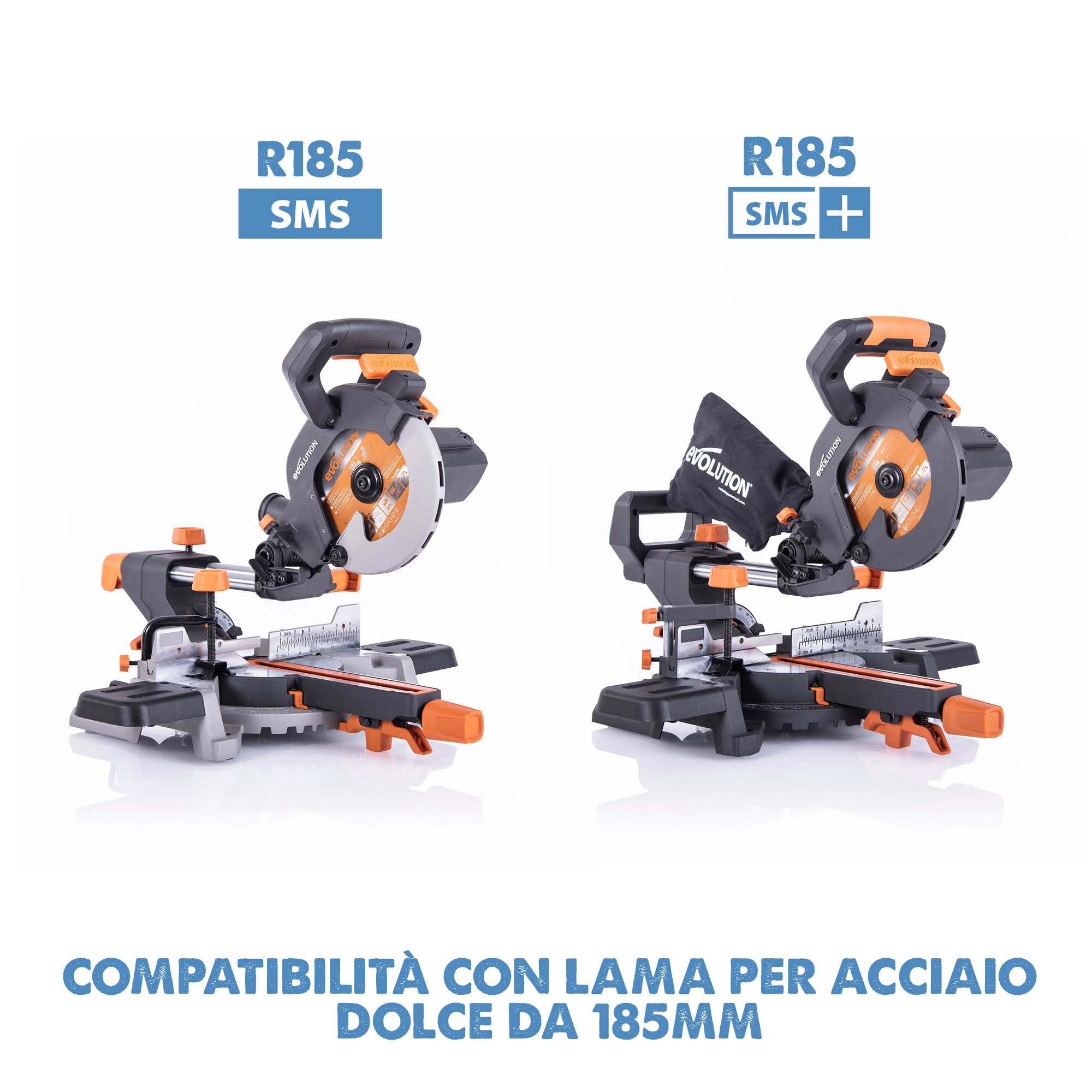 Lama di precisione per acciaio TCT da 185 mm con 68 denti e foro da 20 mm Evolution per troncatrici