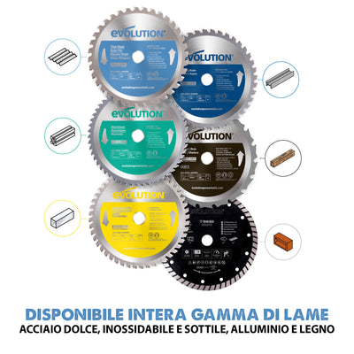 Lama di precisione per acciaio TCT da 185 mm con 68 denti e foro da 20 mm Evolution per troncatrici