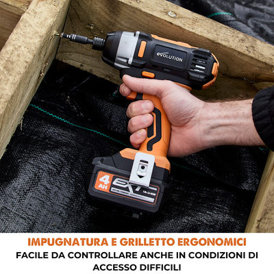 Avvitatore a percussione a batteria Evolution R180IDR-Li con batteria da 2Ah e caricabatterie