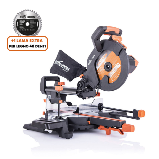 Troncatrice radiale a doppia inclinazione da 255mm R255SMS-DB+ con lama TCT multi-materiale e lama legno da 40 denti