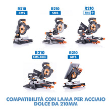 Lama di precisione per acciaio TCT Evolution da 210 mm, 68 denti, alesaggio 25,4 mm per troncatrice angolare.