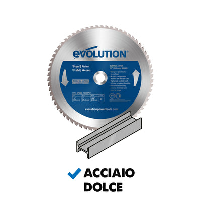 Lama per acciaio in TCT Evolution da 305 mm, 60 denti, alesaggio da 25,4 mm per troncatrice