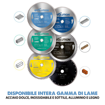 Lama di precisione per acciaio TCT Evolution da 355mm, 90 denti, alesaggio da 25.4mm per troncatrice angolare e a trazione.