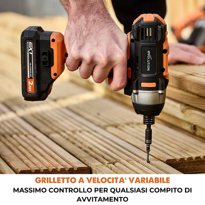 Avvitatore a percussione a batteria Evolution R180IDR-Li con batteria da 2Ah e caricabatterie