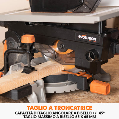 Troncatrice angolare con piano superiore Evolution R210MTS-G2 con lama da 210mm multi-materiale TCT