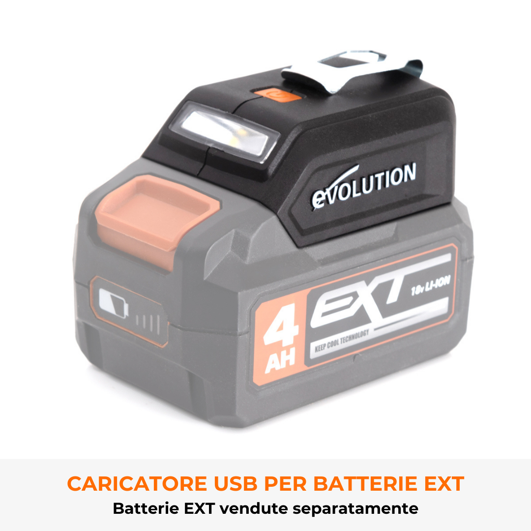 Caricatore per cellulare USB con luce LED per batterie Evolution