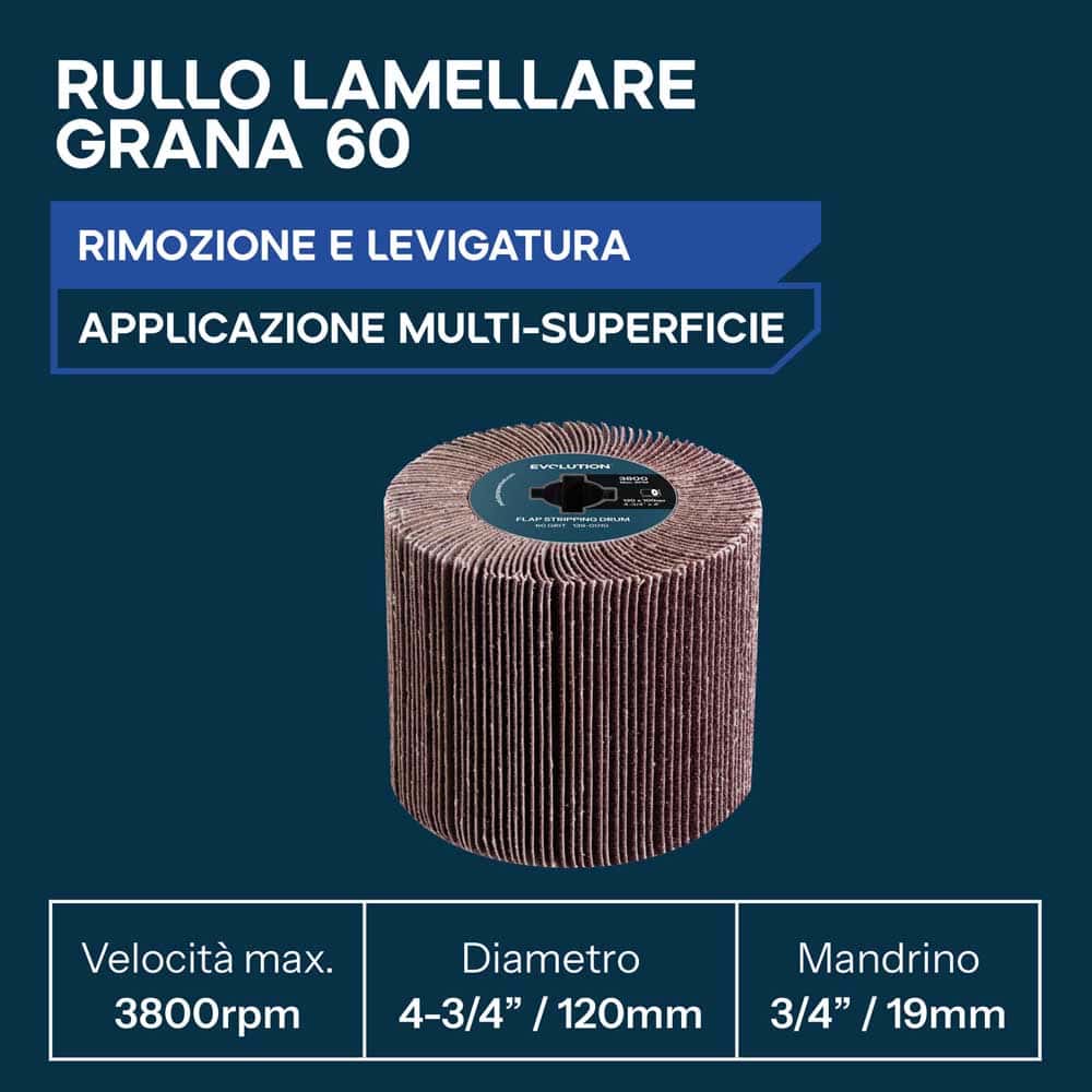 Rullo a lamelle grana 60 per levigatrice a rullo | Sverniciatura e levigatura