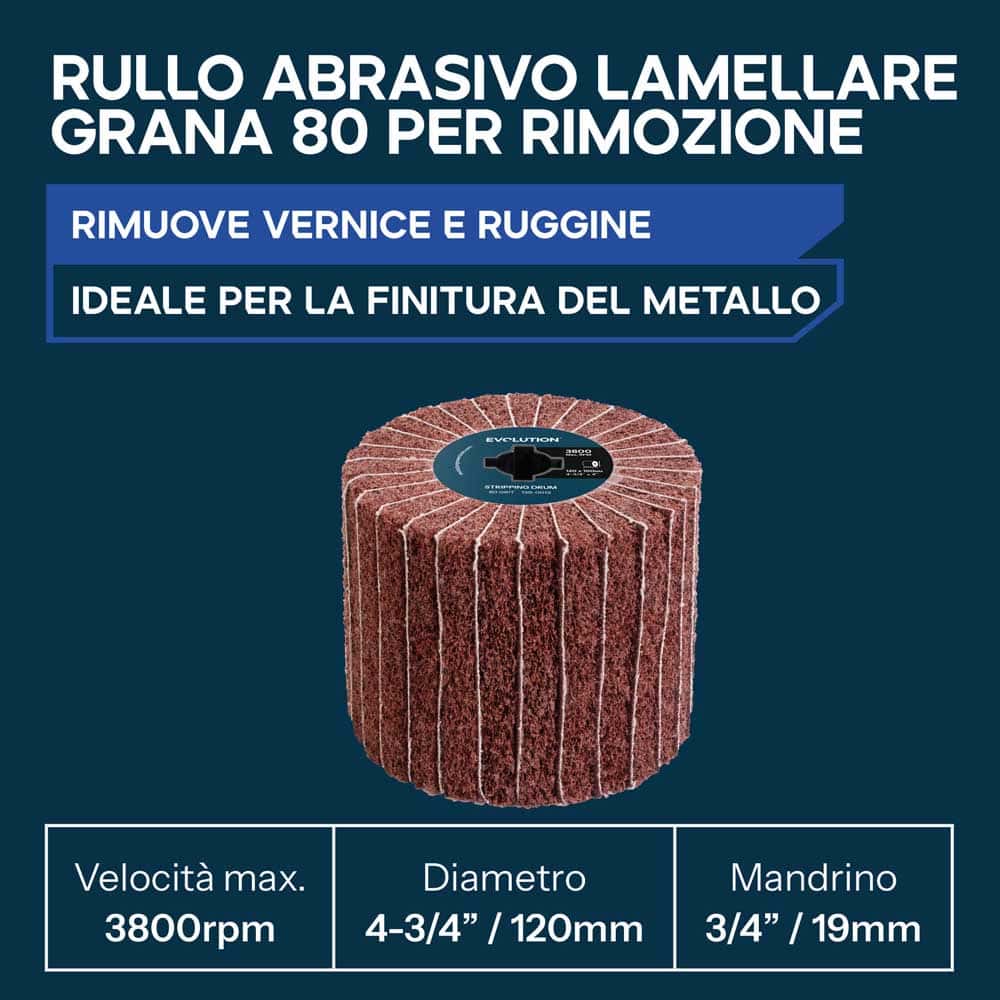 Rullo di sgrossatura a grana 80 con strati alternati per utensili di lavorazione delle superfici | Spazzolatura e sbavatura