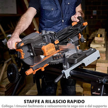 Pacchetto Evolution: Troncatrice radiale a doppia inclinazione da 255mm R255SMS-DB+ con lama multi-materiale TCT e lama per legno da finitura + Supporto universale PLUS