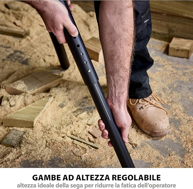 Pacchetto Evolution: Troncatrice radiale angolare da 255 mm R255SMS+ con lama multi-materiale TCT + Supporto universale PLUS