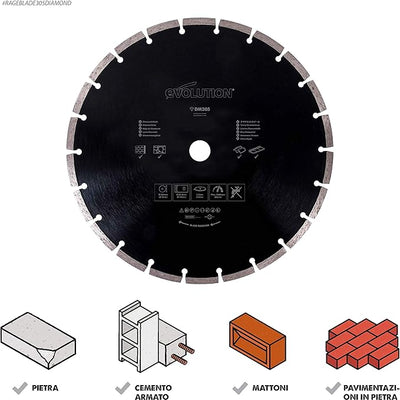 Disco diamantato Evolution da 185mm, alesaggio da 20mm per troncatrici