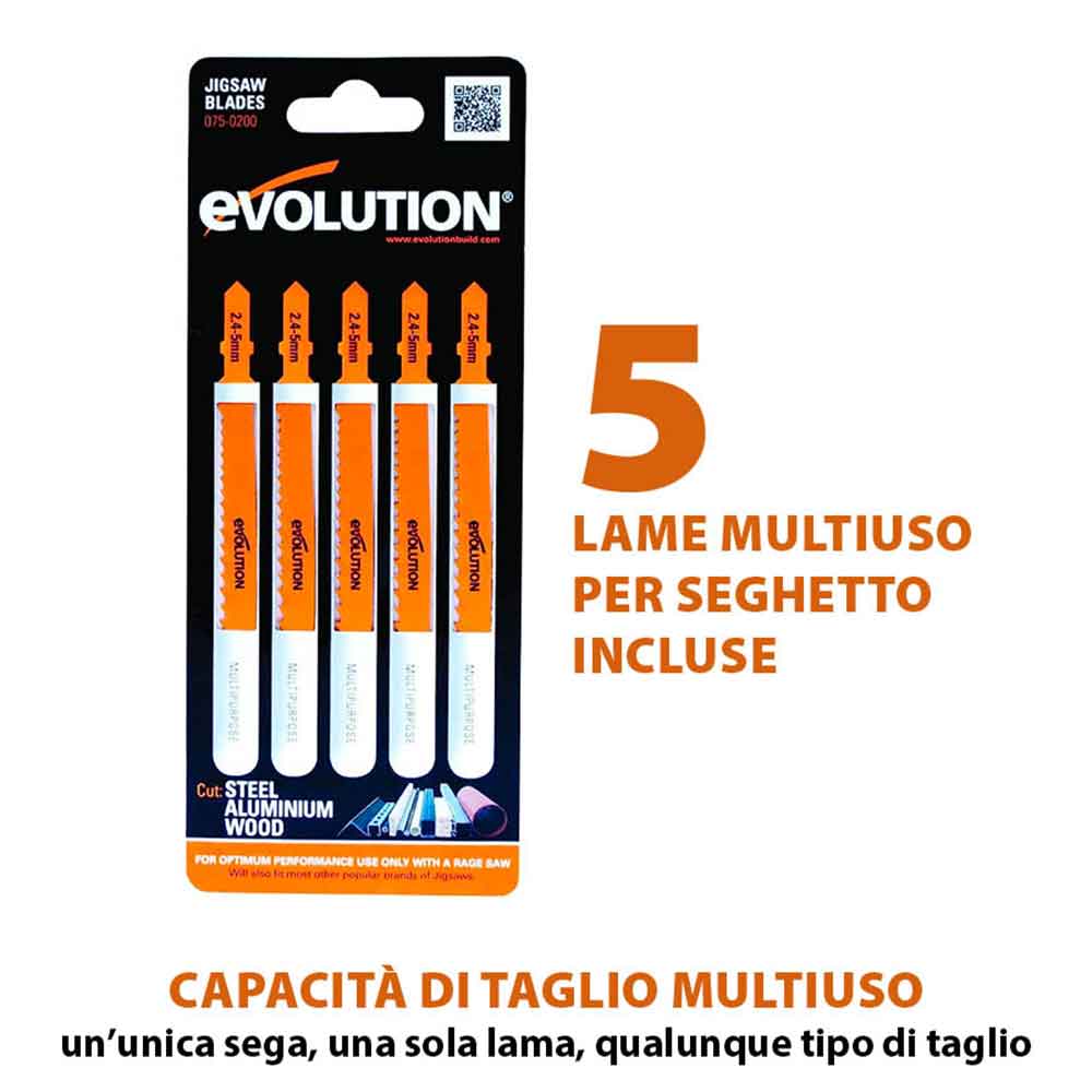 Seghetto alternativo Evolution RAGE7-S 710W con cavo e controllo della velocità variabile