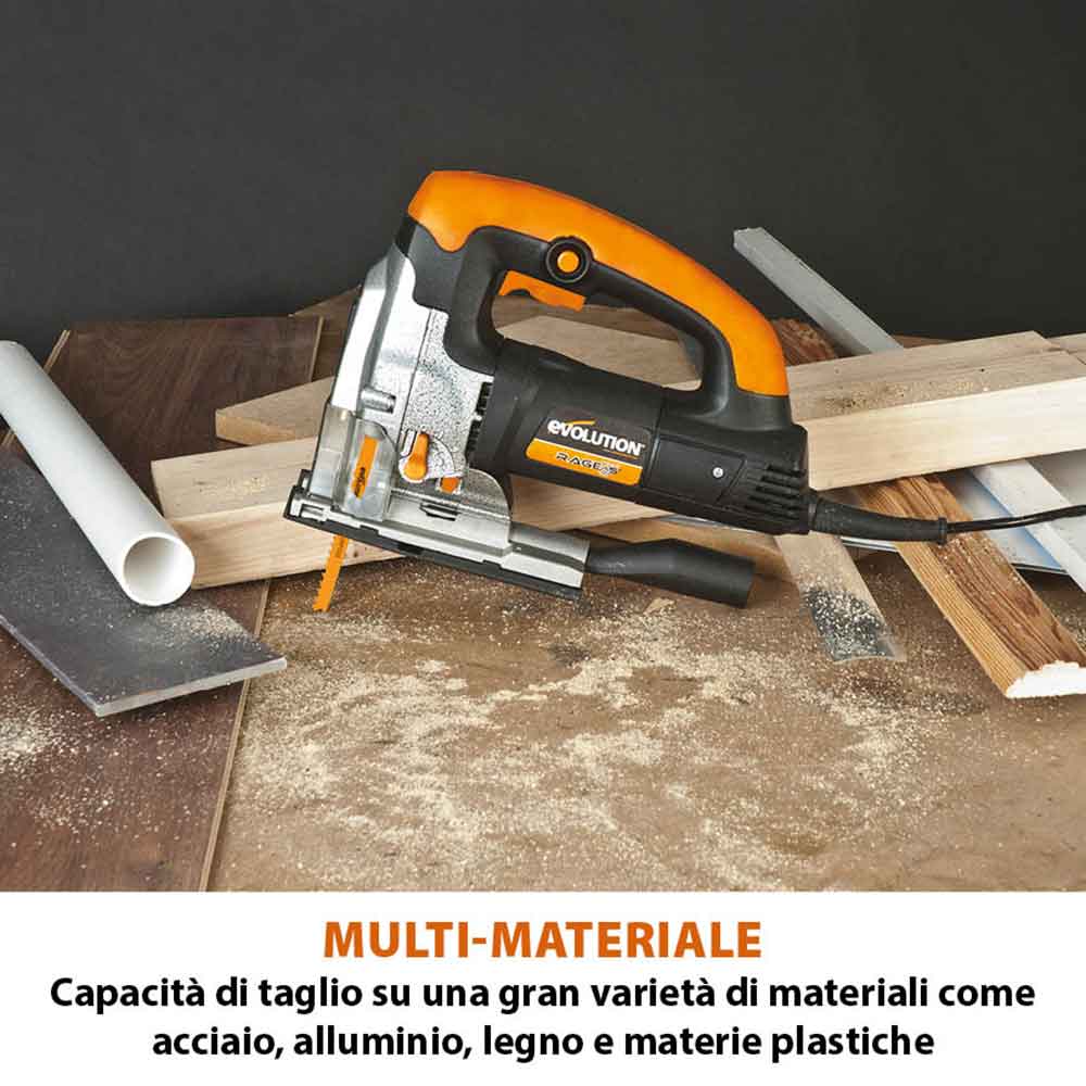 Seghetto alternativo Evolution RAGE7-S 710W con cavo e controllo della velocità variabile