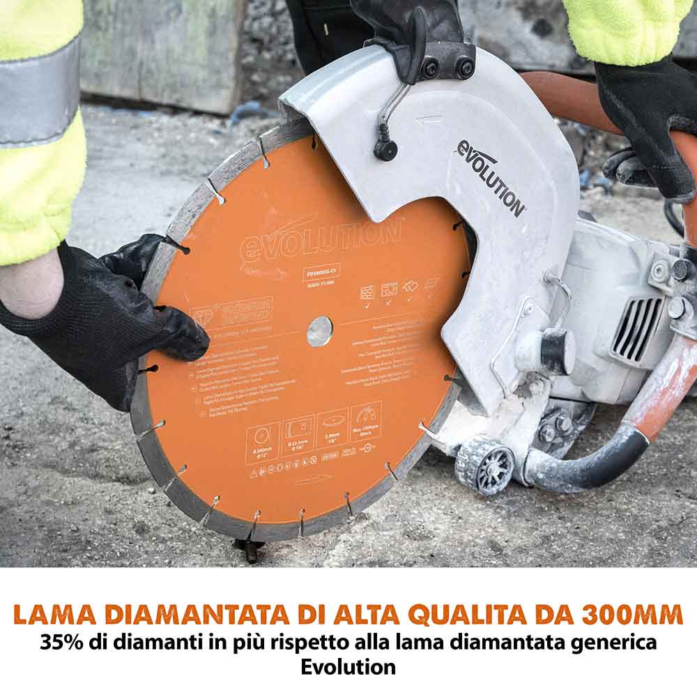 Pacchetto Evolution: Sega per calcestruzzo elettrica R300DCT+ con disco diamantato premium da 300mm + serbatoio d'acqua portatile da 15L con pompa manuale