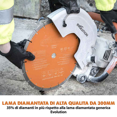 Pacchetto Evolution: Sega per calcestruzzo elettrica R300DCT+ con lama diamantata premium da 300mm + serbatoio d'acqua a pedale da 15L