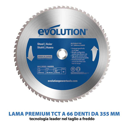 Troncatrice angolare da 355 mm Evolution S355MCS per il taglio del metallo