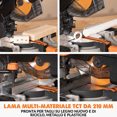 Troncatrice angolare con piano superiore Evolution R210MTS-G2 con lama da 210mm multi-materiale TCT