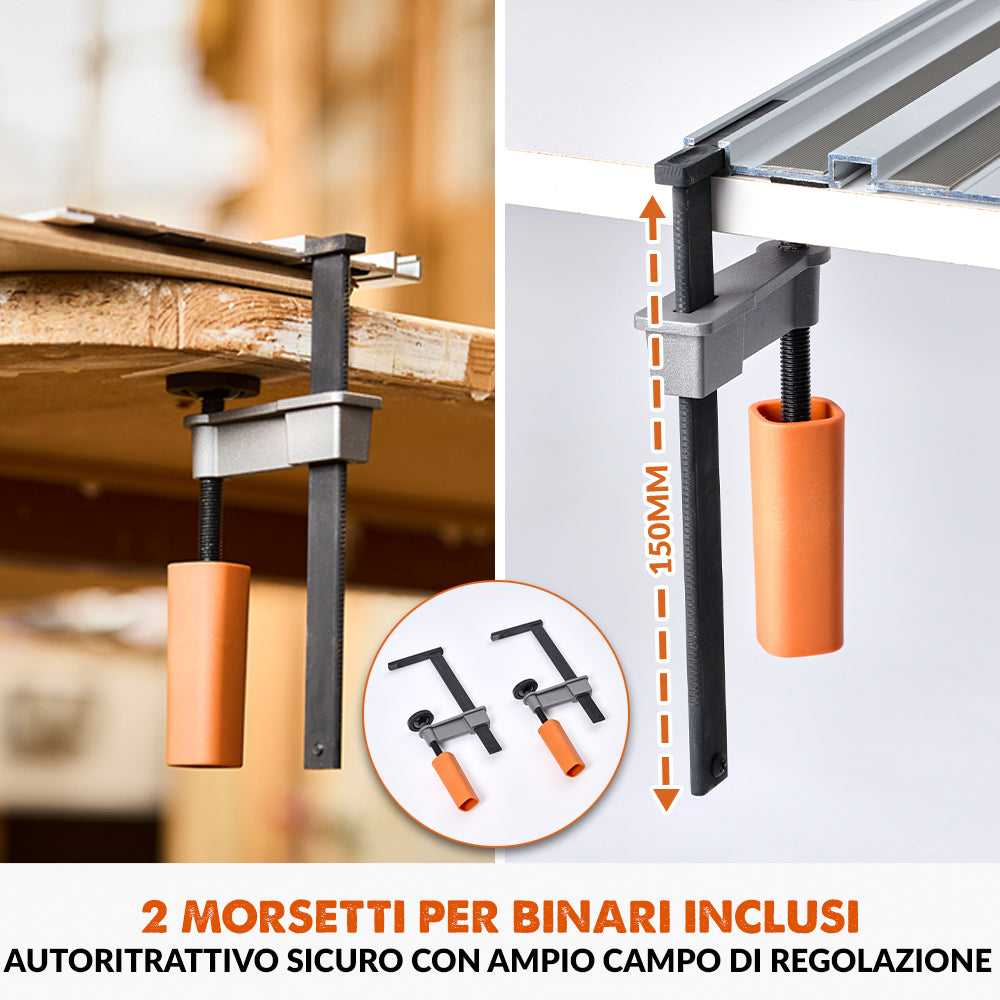 Pacchetto Evolution: Sega circolare R185CCSX+ con lama da 185mm multi-materiale TCT + borsa per il trasporto + Binari guida al taglio universali da 2,8 m