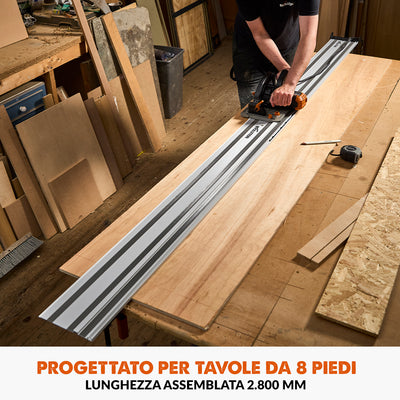 Pacchetto Evolution: Sega circolare S210CCS da 210mm per il taglio del metallo + binari di guida al taglio da 2,8m