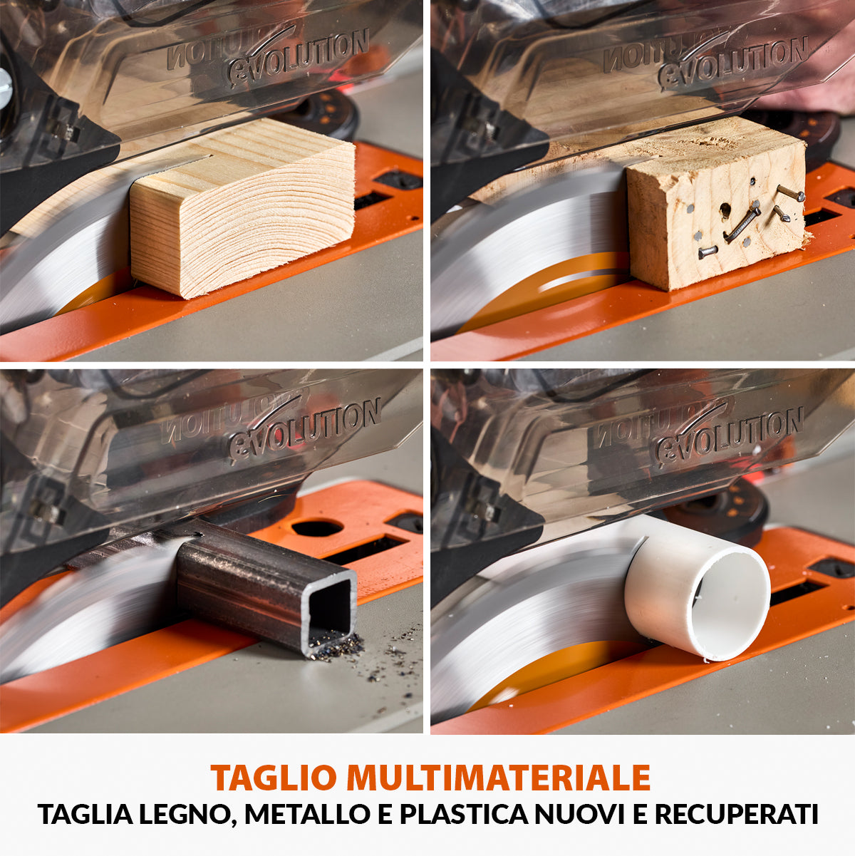 Banco sega R255TBL+ 1800W con lama da 255mm multi-materiale TCT + Supporto portatile con ruote