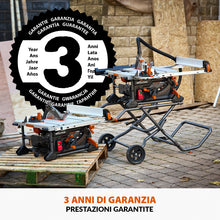 Banco sega R255TBL+ 1800W con lama da 255mm multi-materiale TCT + Supporto portatile con ruote