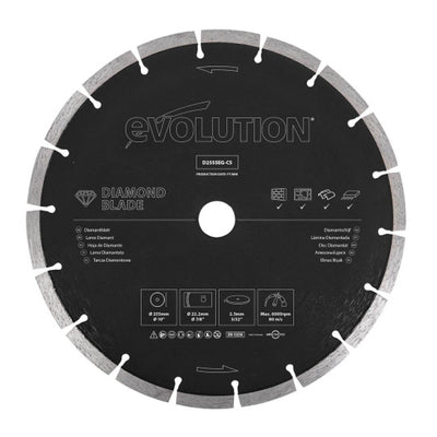 Disco diamantato segmentato Evolution da 255 mm, alesaggio da 22,2 mm