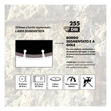 Disco diamantato segmentato Evolution da 255 mm, alesaggio da 22,2 mm