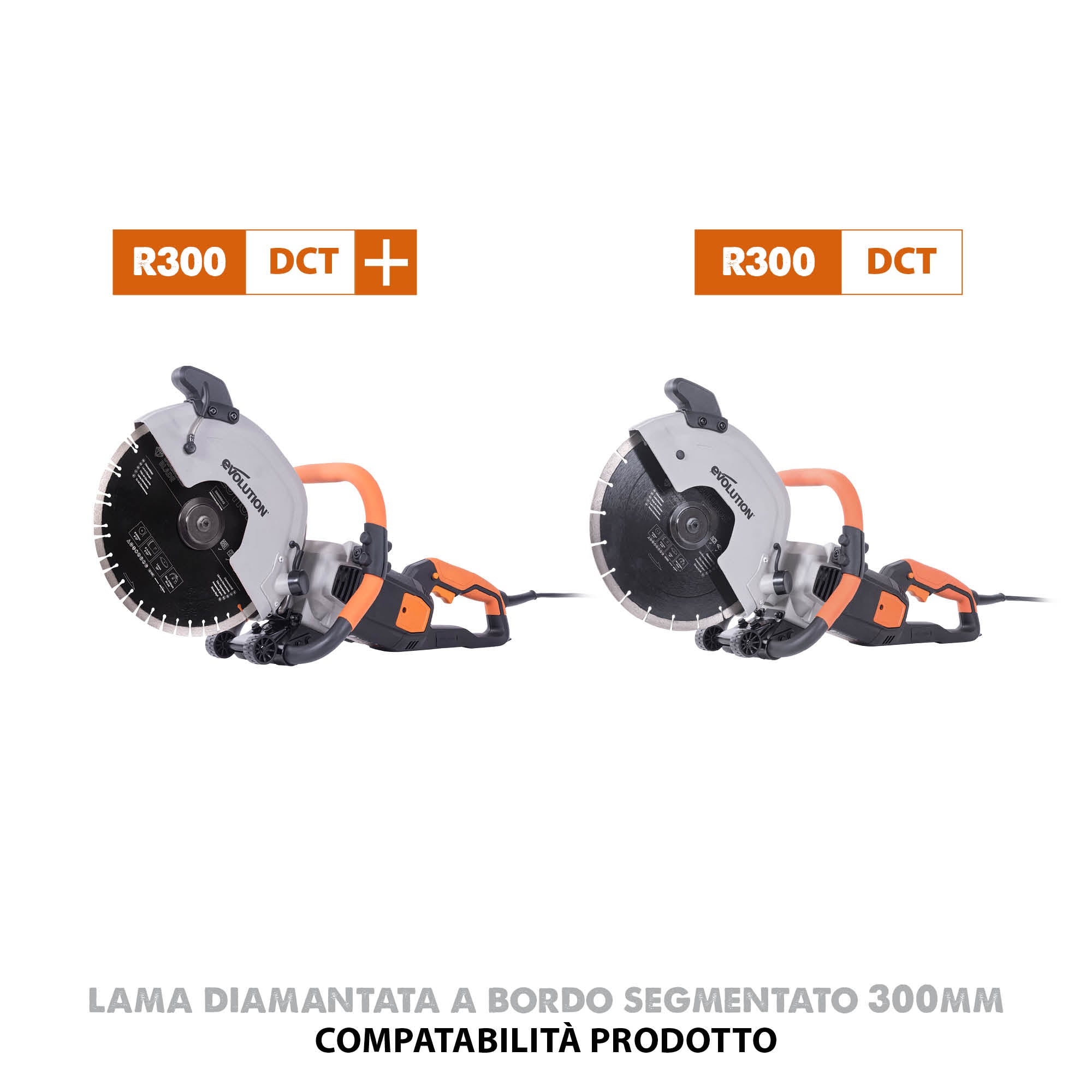 Disco diamantato segmentato Evolution da 300 mm, alesaggio da 22,2 mm per troncatrice per calcestruzzo