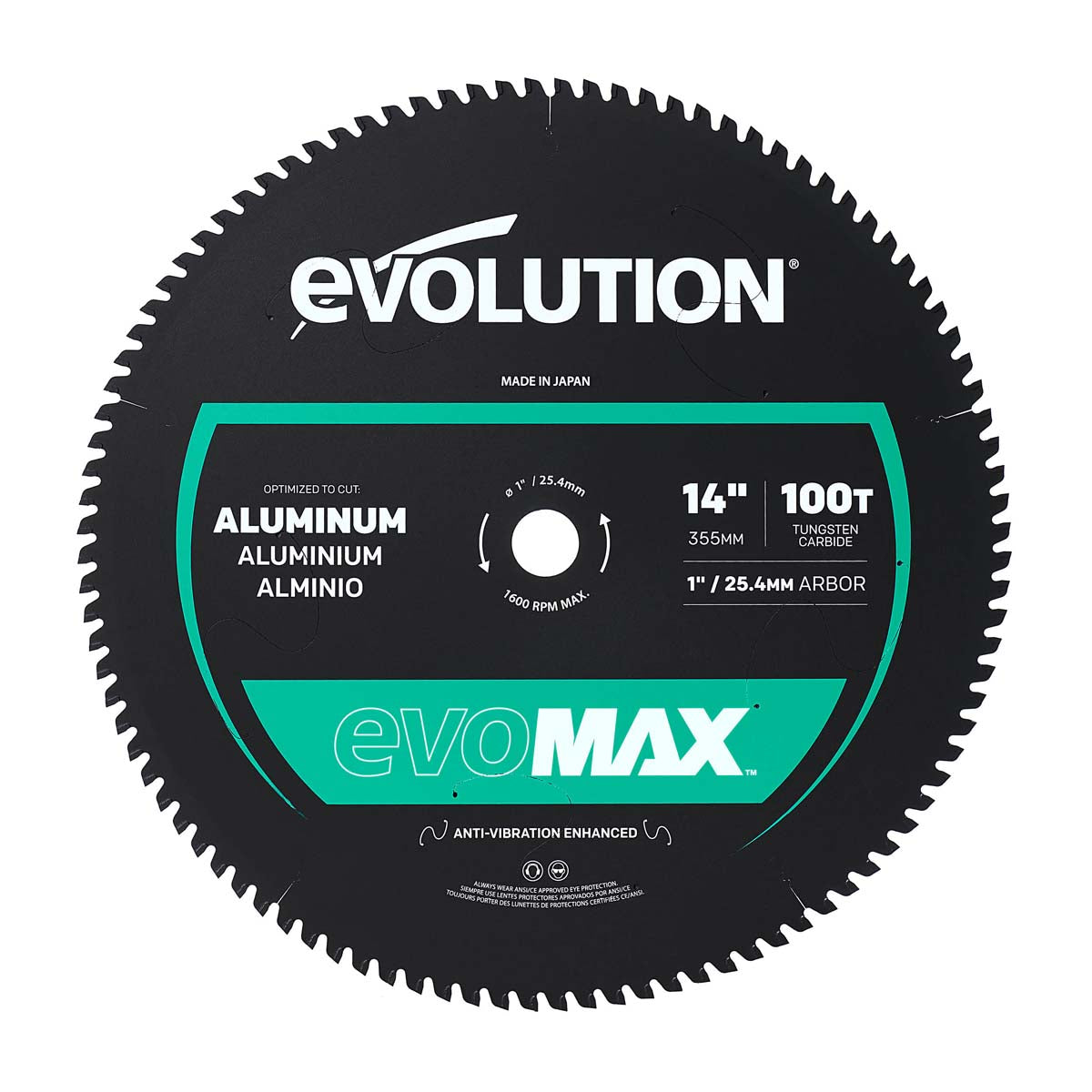 Lama EVOMAX 355mm con 100 denti per il taglio professionale e intensivo dell’alluminio