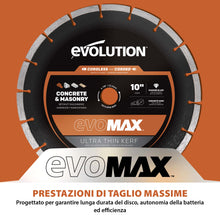 Disco diamantato EVOMAX 260mm – ultra sottile, specifico per seghe a disco a batteria