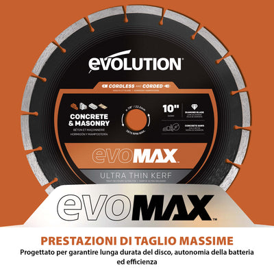 Disco diamantato EVOMAX 260mm – ultra sottile, specifico per seghe a disco a batteria