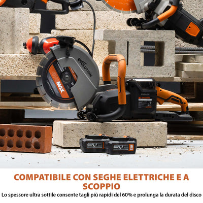 Disco diamantato EVOMAX 260mm – ultra sottile, specifico per seghe a disco a batteria