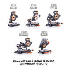 Lama da finitura per legno in TCT 210mm, 40 denti, alesaggio 25,4mm per troncatrici e seghe da banco