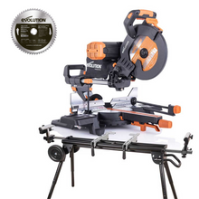 Pacchetto Evolution: Troncatrice radiale a doppia inclinazione da 255mm R255SMS-DB+ con lama multi-materiale TCT e lama per legno da finitura + Supporto universale PLUS